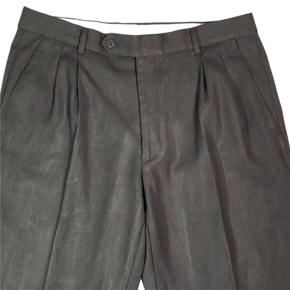 Eddie Domani Straight Leg Trousers 36 x 32 Mens 4 Pocket Pleated Slate Grey - Picture 3 of 10